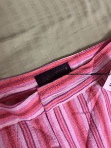 ZARA Pink Striped Wide Leg Trousers