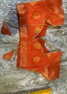 Vibrant Yellow Saree with Orange Blouse
