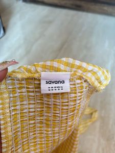 Yellow Gingham Halter Crop Top
