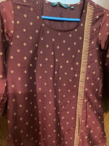 Maroon Kurta with Gold Print