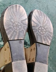 Beige Embellished Flat Sandals