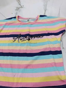 Striped 'Awesome' Tee