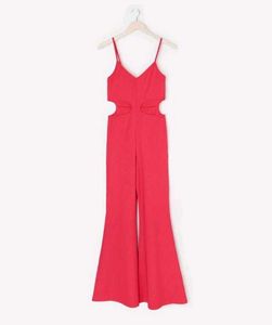 Red Cut-out Flared Jumpsuit