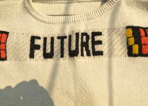Retro Graphic "Future" Knit Boxy Sweater