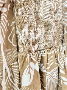 Tan Leaf Print Button-Front Dress cute