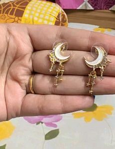 Moon &amp; Star Dangle Earrings