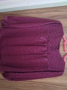 Stylish Burgundy Blouse with Striped Detail