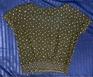 Chic Green Polka Dot Top