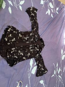 Patterned Sheer Blouse