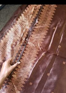 Elegant Brown Saree with Golden Border