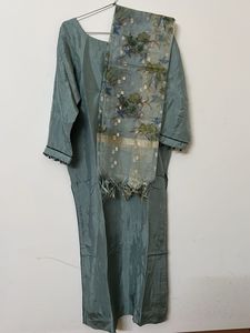 Customised Sage Green Kurta Set with Dupatta