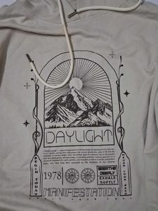 Cream Graphic Print Hoodie