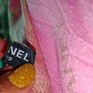 Aunthetic Chanel pink n gold scarf