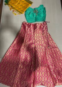 Elegant Green and Pink Silk Legenga Choli