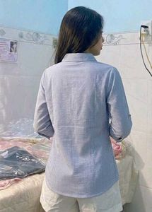 Striped Casual Shirt with Umbrella Logo
