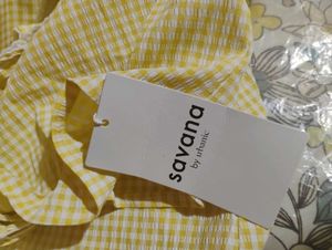 Plus Size Yellow Gingham Tie-Up Top