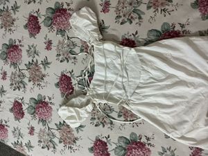 ZARA White Puff Sleeve Mini Dress