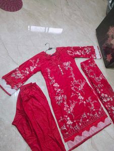 Pakistani maroon Floral Kurta Set