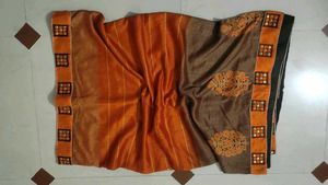 Elegant Orange & Brown Saree