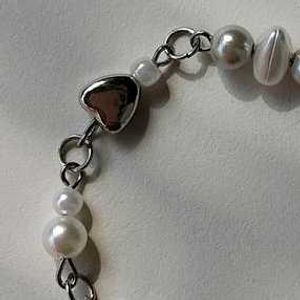 Pearl &amp; Heart Charm Bracelet