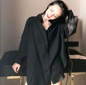 Black Korean Shirt Dress