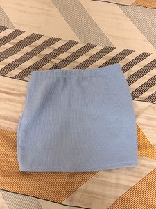 Light Blue Ribbed Mini Skirt