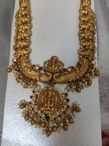 Exquisite Gold-Tone Indian long haram Necklace Set