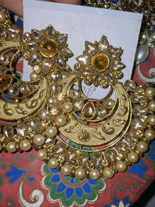 Stunning Gold Chandbali Earrings
