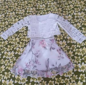 Beautiful White Coloured Printed Frock