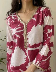 Maroon & White Floral Kurta