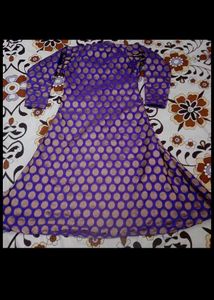 Elegant Purple Polka Dot AnarkaliFeatures.