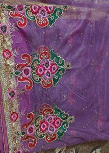 Embroidered Lavender saree with Floral