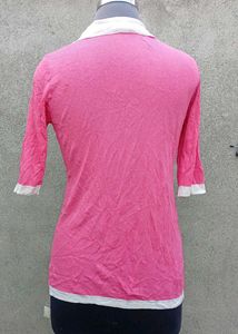 Pink Collared Cardigan