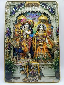 Krishna Radha crystal bubble frame 12x18 inch