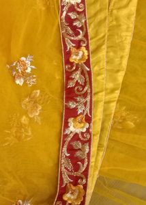 Yellow Embroidered Dupatta With Blouse Piece