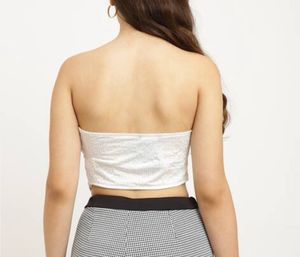 White Bow Tie Bandeau Top
