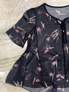Sheer Floral Print Tunic Top