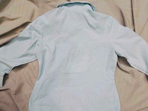 Light Blue Button-Up Collared Top