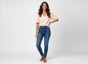 Elegant Peach Jacquard Top