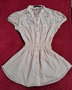 Y2k Vintage Sheer Lace Button-Up Top