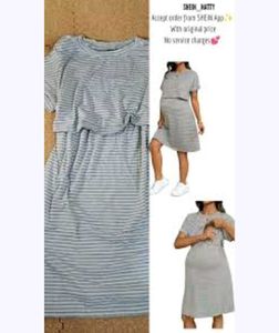 george Grey Striped "hey baby" Maternity Dress