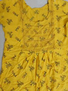 Vibrant Yellow Floral Print Kurta