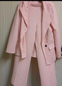 Stylish Pink Blazer &amp; Trouser Set