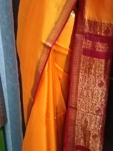 GentlyUsed YellowMisoreSilkSaree-MaroonBorder+