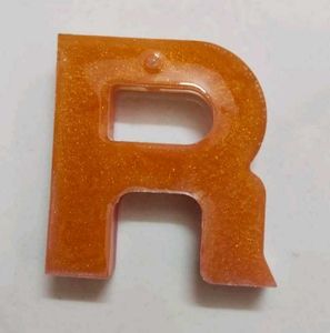 Orange Glitter Letter R Keychain/Charm
