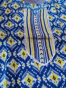 Blue &amp; Yellow Printed Kurta Set