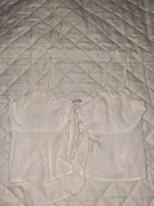 White Tie-Front Cropped Cami Top