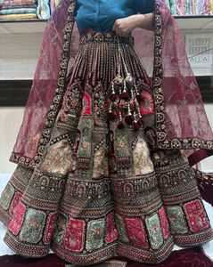 Embroidered Velvet Lehenga Choli
