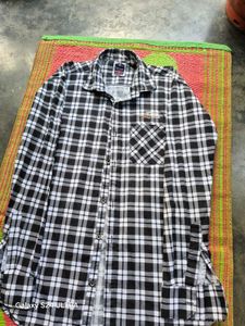 Men's Black &amp; White Plaid Shirt
