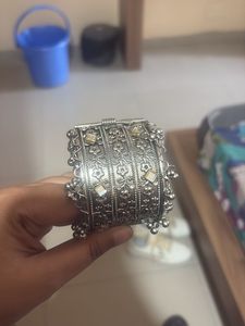 Antique Oxidized Silver Kada Bangle